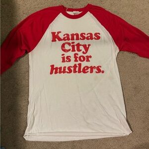 Kansas City Red and White Raglan Tee